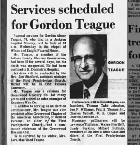 Gordon Abner Teague obituary